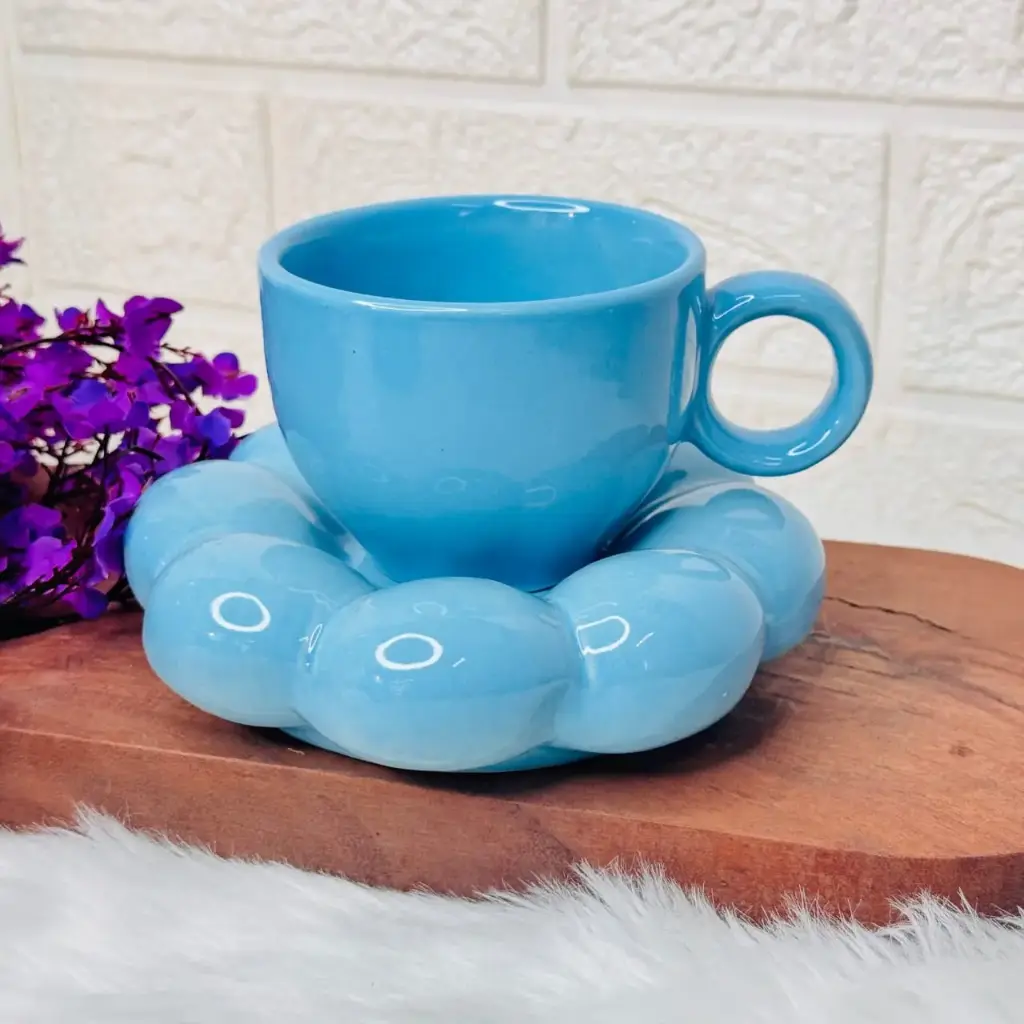 Sky Blue Bubble Cup with Base