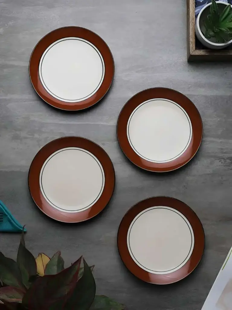 Brown Bordered Round Plate