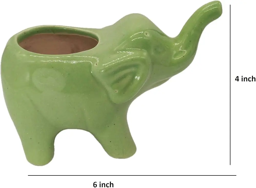 Green elephant shaped tree planter