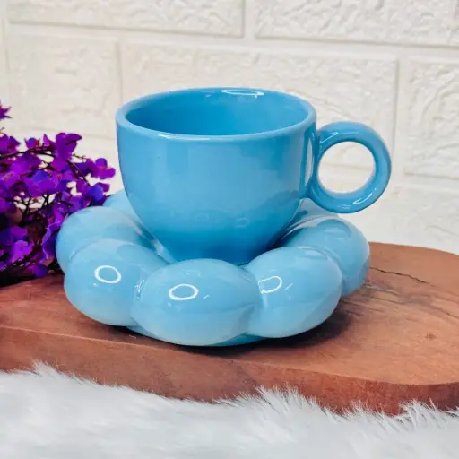 Sky Blue Bubble Cup with Base