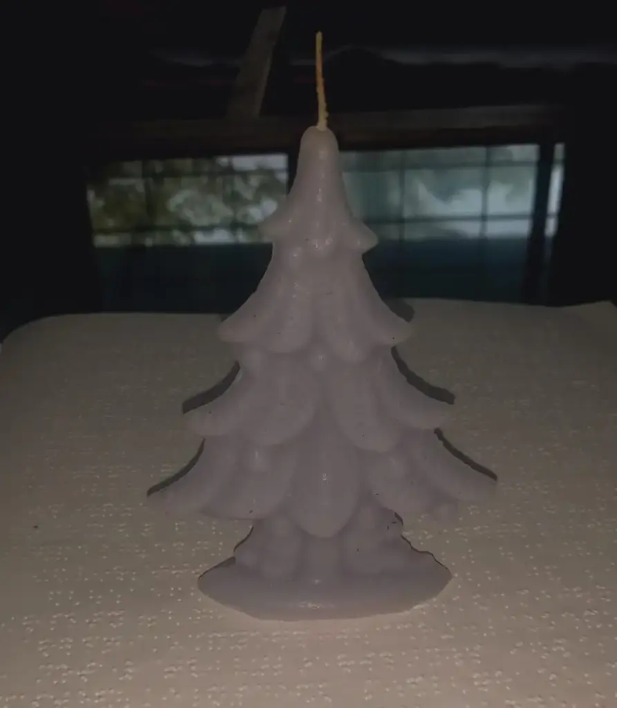 Grey Christmas tree shaped candle