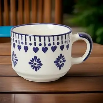 Heart & Floral Pattern Tea Cup