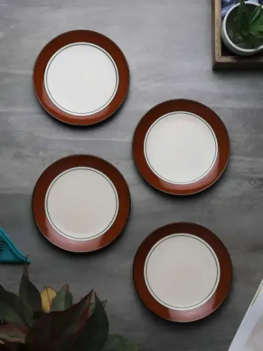 Brown Bordered Round Plate