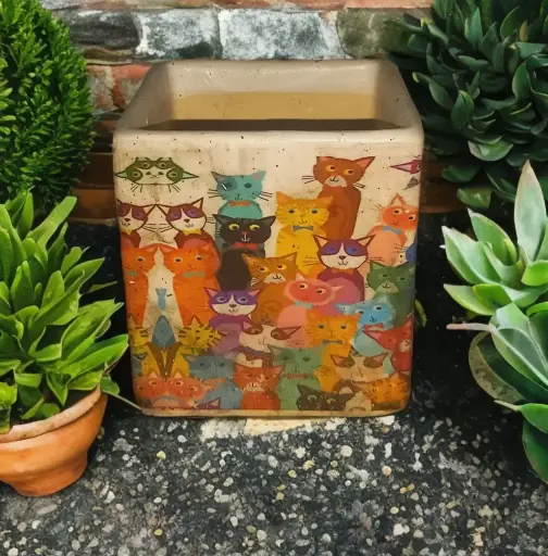 "CATS ARE GOD" DESIGN TREE PLANTER