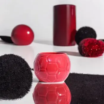 RED FOOTBALL SHAPED TREE PLANTER
