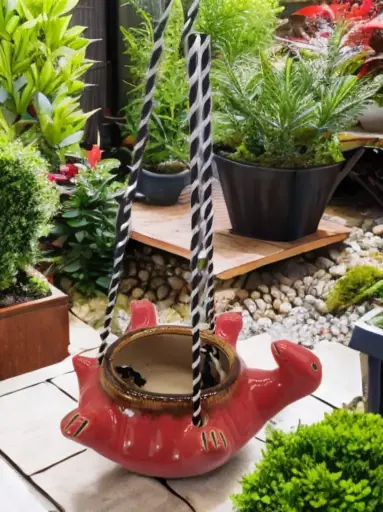 RED TURTLE SHAPED HANGINGTREE PLANTER